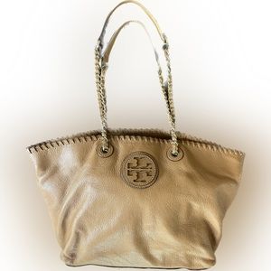 Tory Burch Marion Tote in Royal Tan Leather